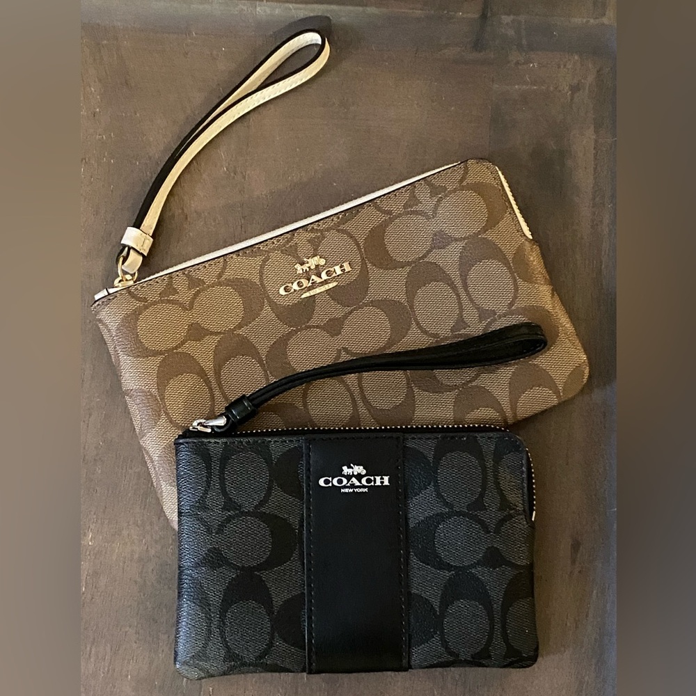 Coach Brown and Black Signature Wristlet Bundle